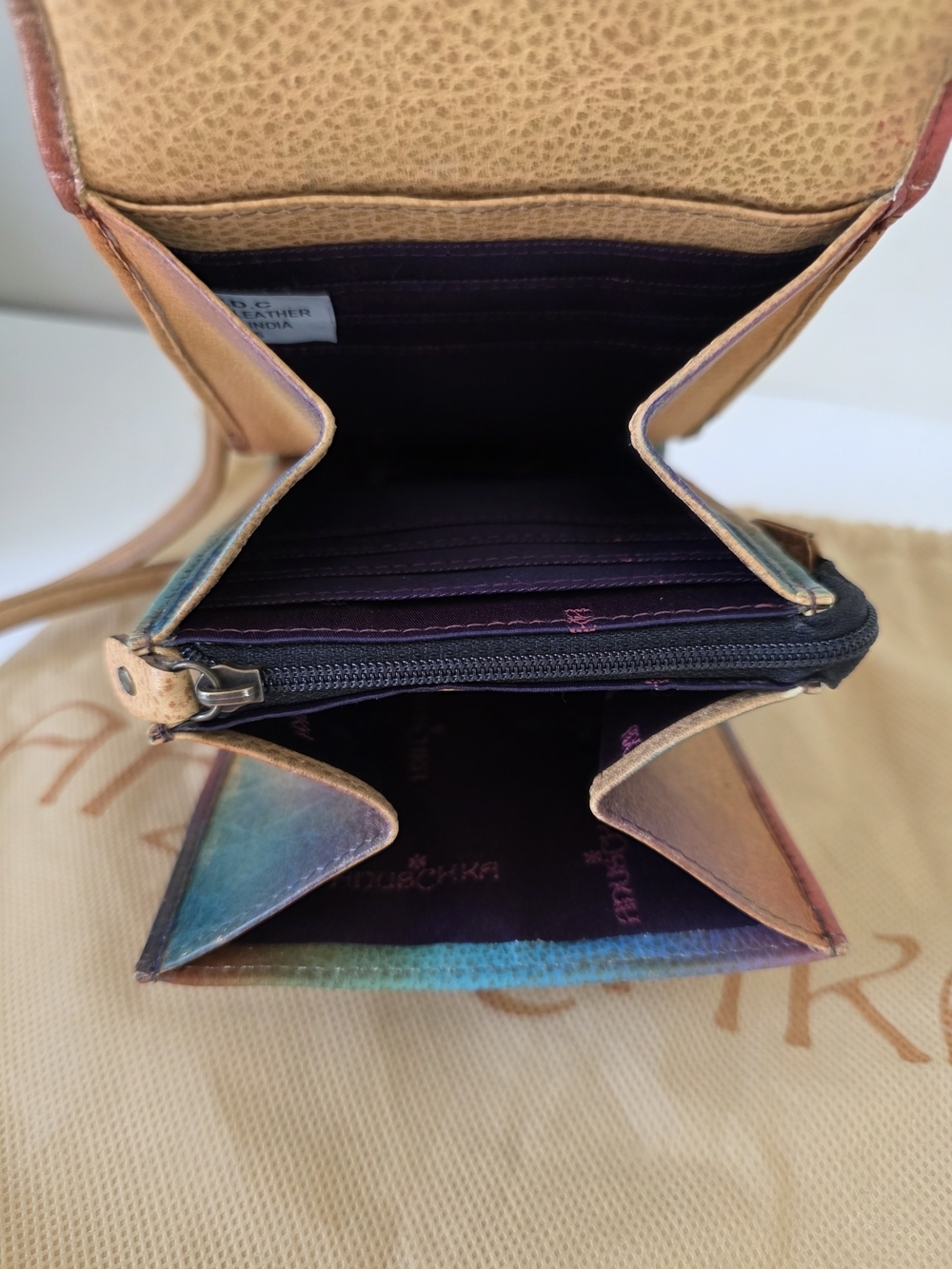 Anuschka Hand Painted Leather Crossbody Bag Butterfly Floral Mini Purse Clutch - Picture 15 of 16
